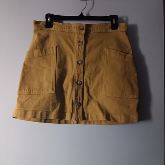 WILFRED FREE Marigold Yellow NADIA Button Front Big Pockets Skirt 8 - Picture 3 of 4